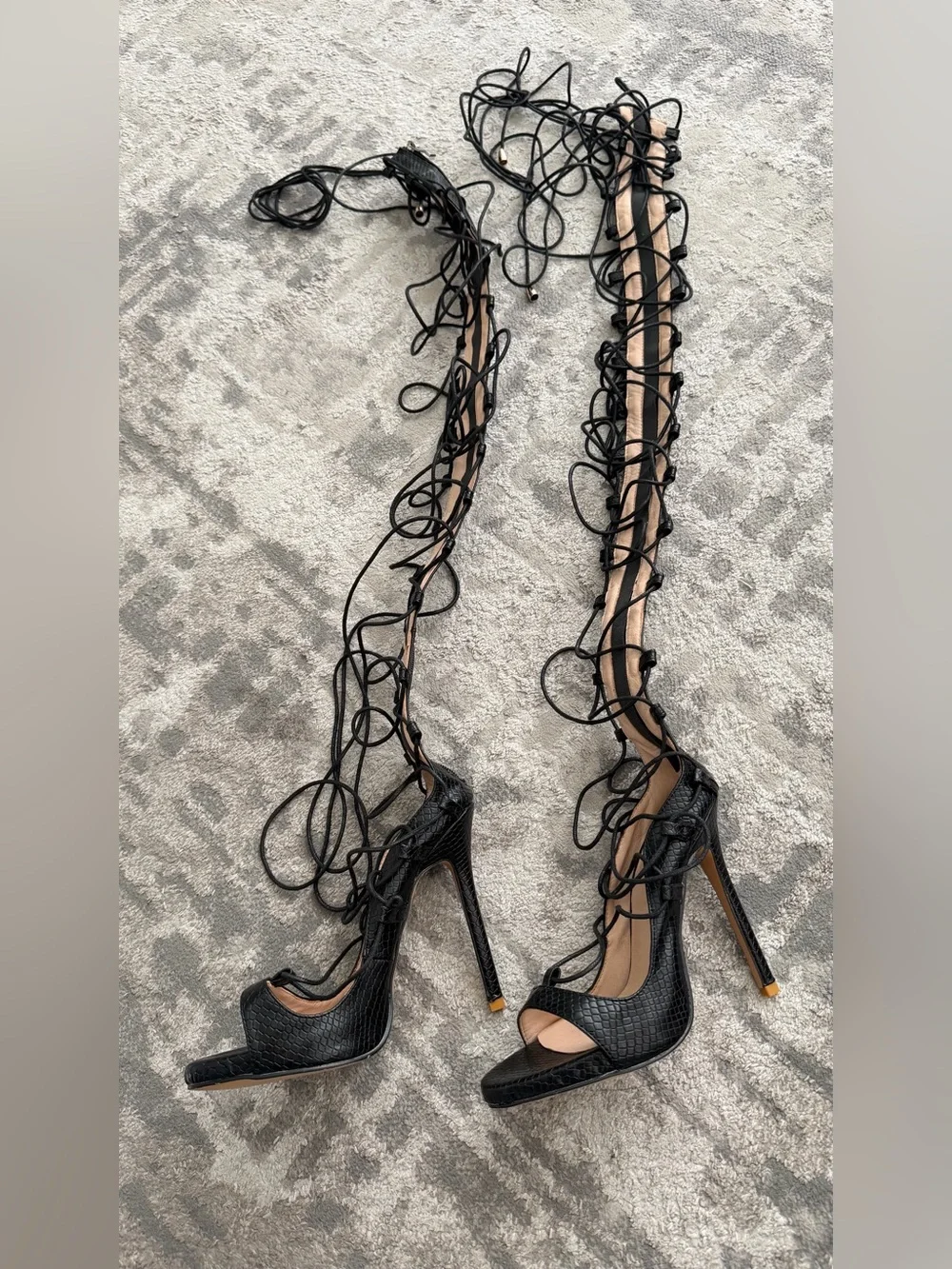 Lace up high heels
